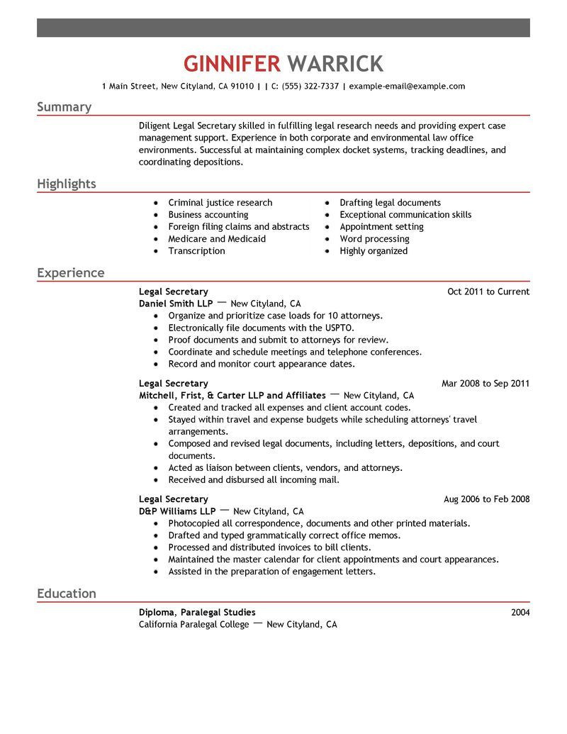 Workers Compensation Legal assistant Resume Sample Legal assistant Cv October 2021