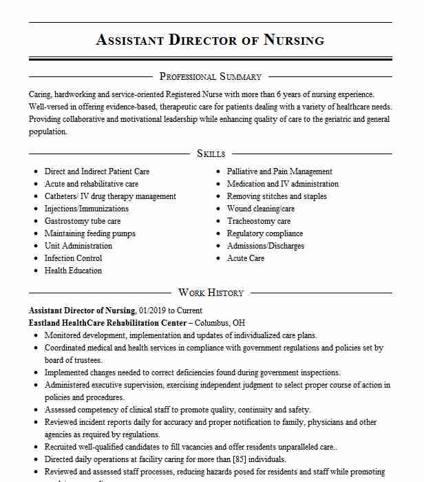 Assistant Director Of Nursing Resume Sample assistant Director Nursing Adon Resume Example