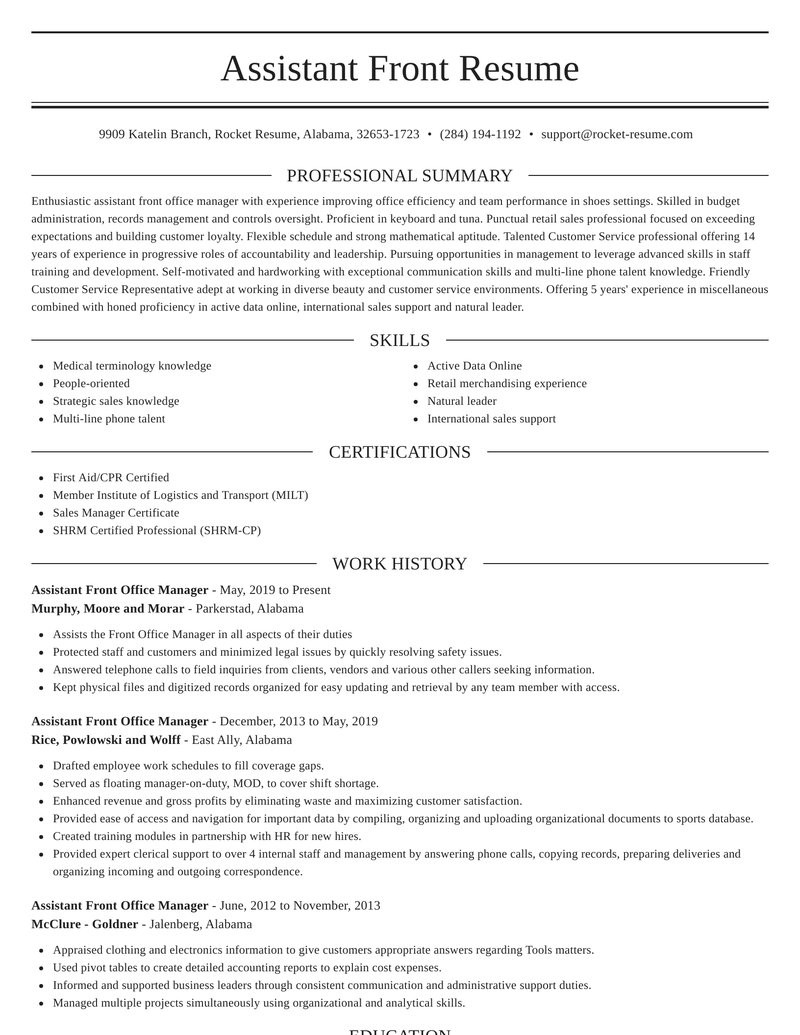 Assistant Front Office Manager Resume Sample assistant Front Fice Manager Resumes Assistant Front Office Manager Resume Sample assistant Front Fice Manager Resumes