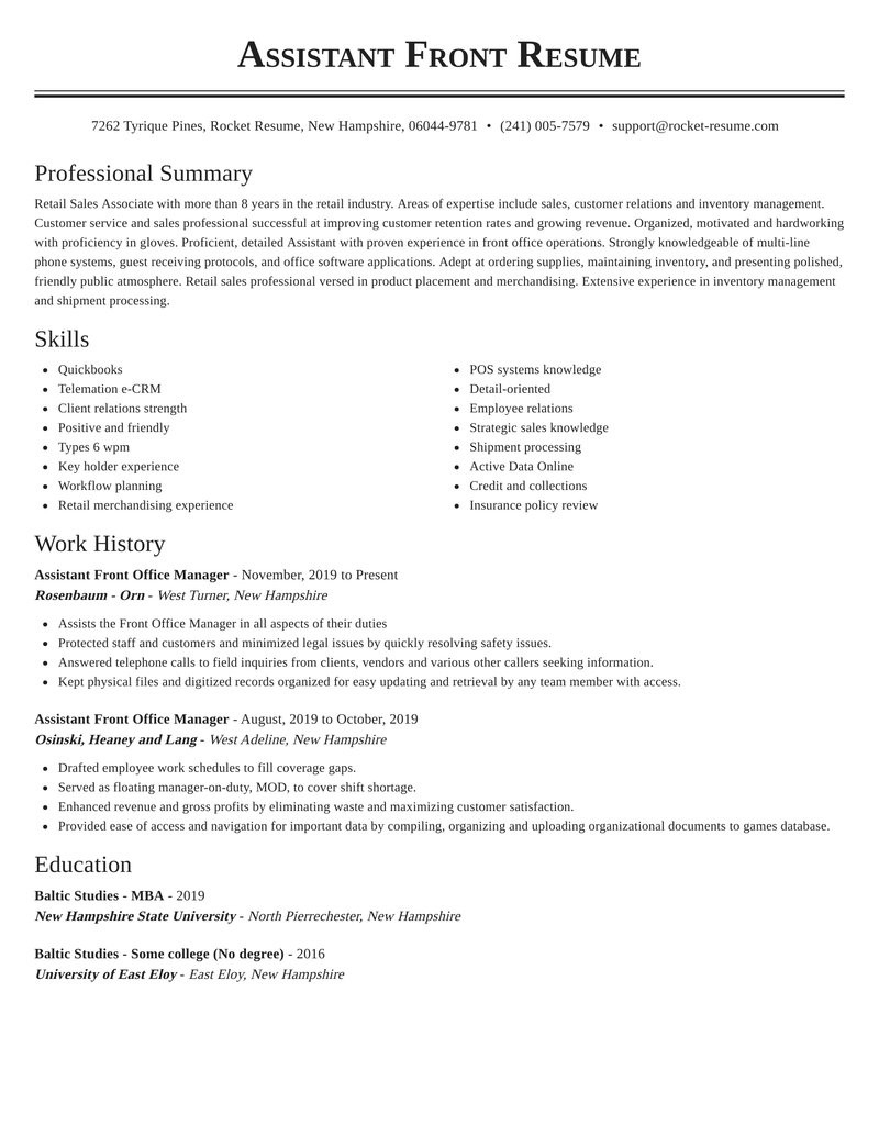 Assistant Front Office Manager Resume Sample assistant Front Fice Manager Resumes Assistant Front Office Manager Resume Sample assistant Front Fice Manager Resumes