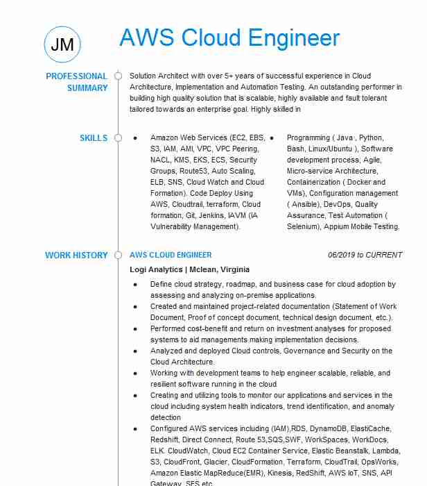 Aws Cloud Support Engineer Resume Sample Aws Cloud Engineer Resume Example Fifth Third Bank