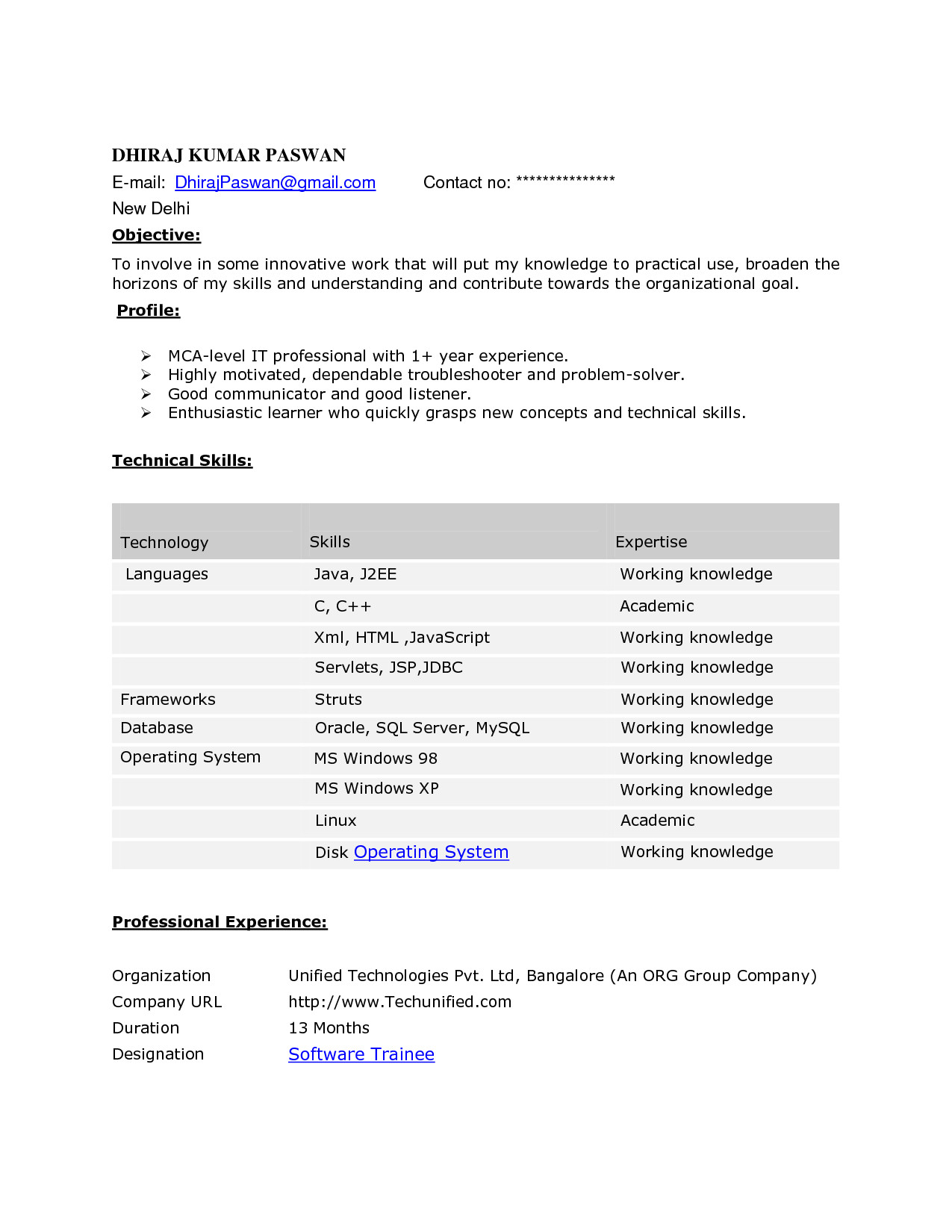 Aws Sample Resume for 1 Year Experience Resume Example 1 Year Experience Resume Examples Aws Sample Resume for 1 Year Experience Resume Example 1 Year Experience Resume Examples