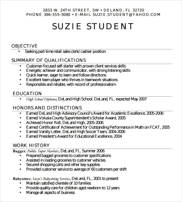 Basic Resume Samples for Highschool Students Free 6 Sample High School Resume Templates In Pdf
