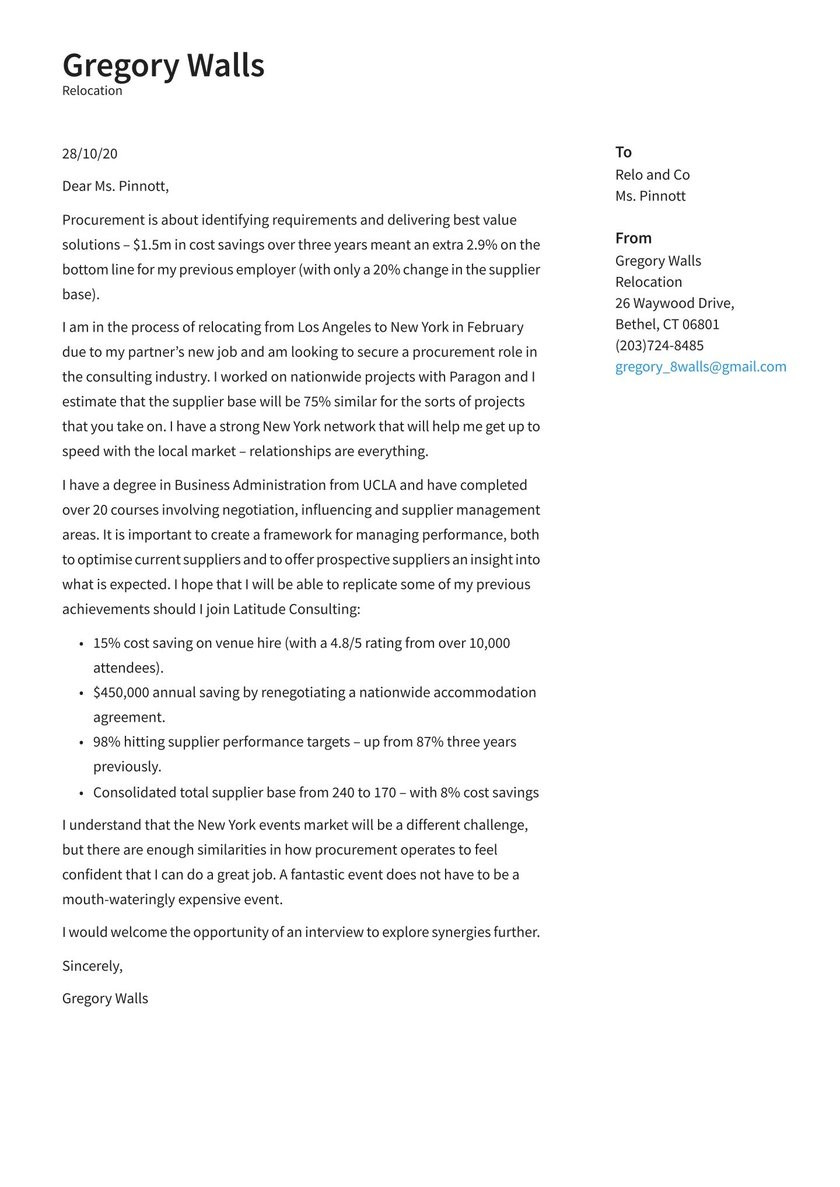 Cover Letter for Resume Relocation Samples Relocation Cover Letter Examples & Expert Tips [free] Â· Resume.io