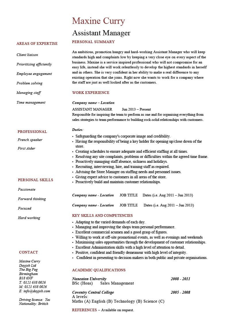Detailed Resume Sample with Job Description assistant Manager Purchase Resume format. assistant Store Manager …