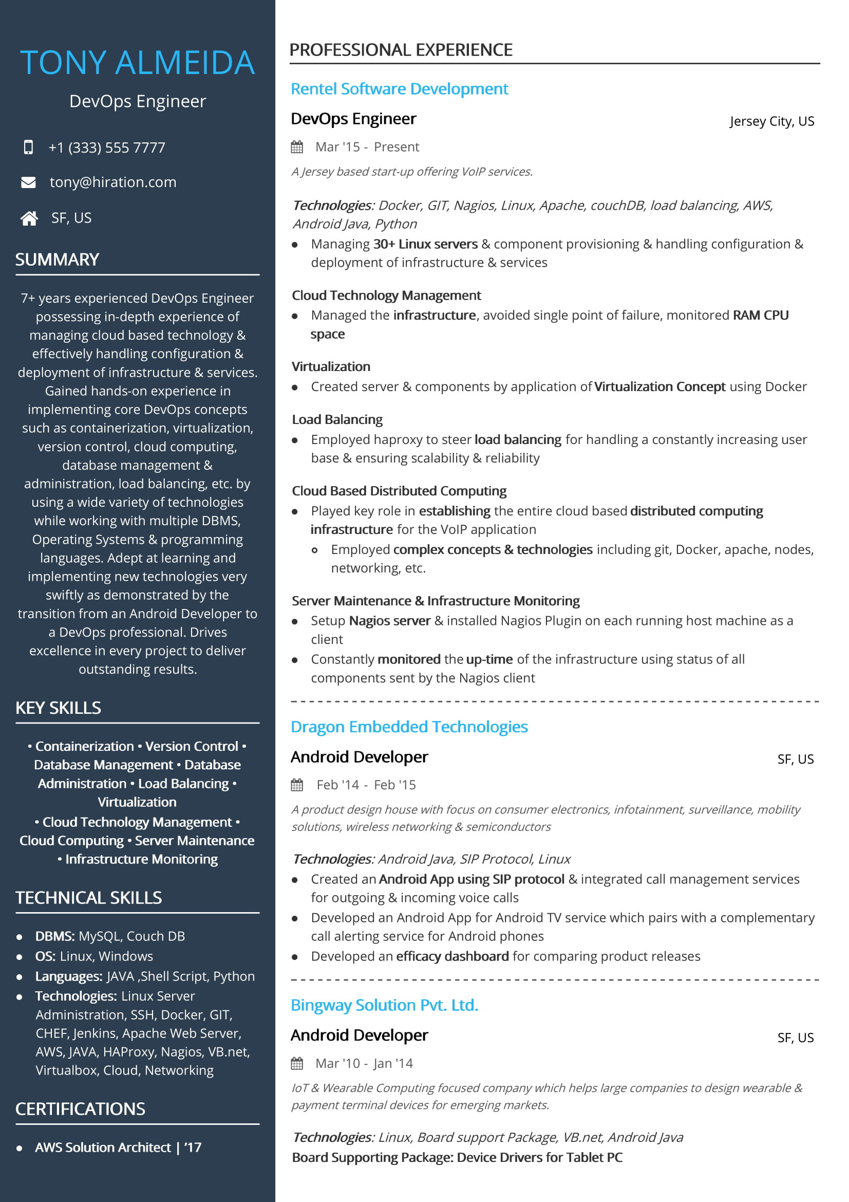 Devops Sample Resume for 3 Years Experience Cloud Engineer Cv Template October 2021
