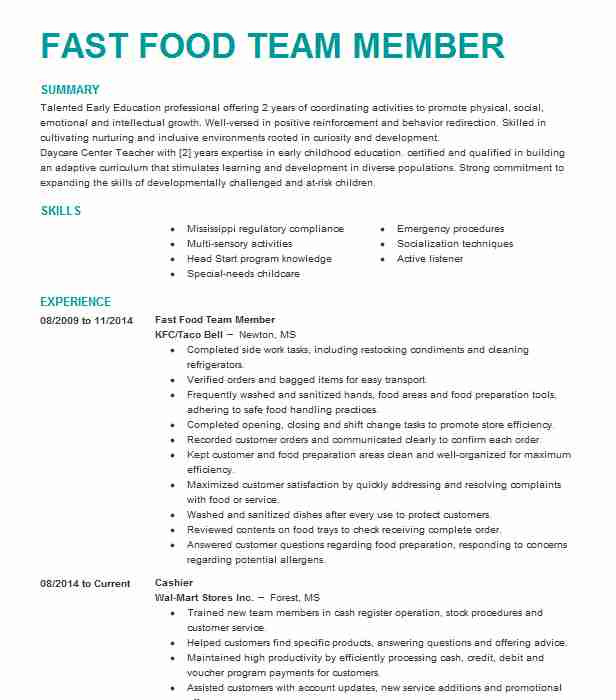 Fast Food Crew Member Resume Sample Fast Food Crew Member Resume Example Jack In the Box
