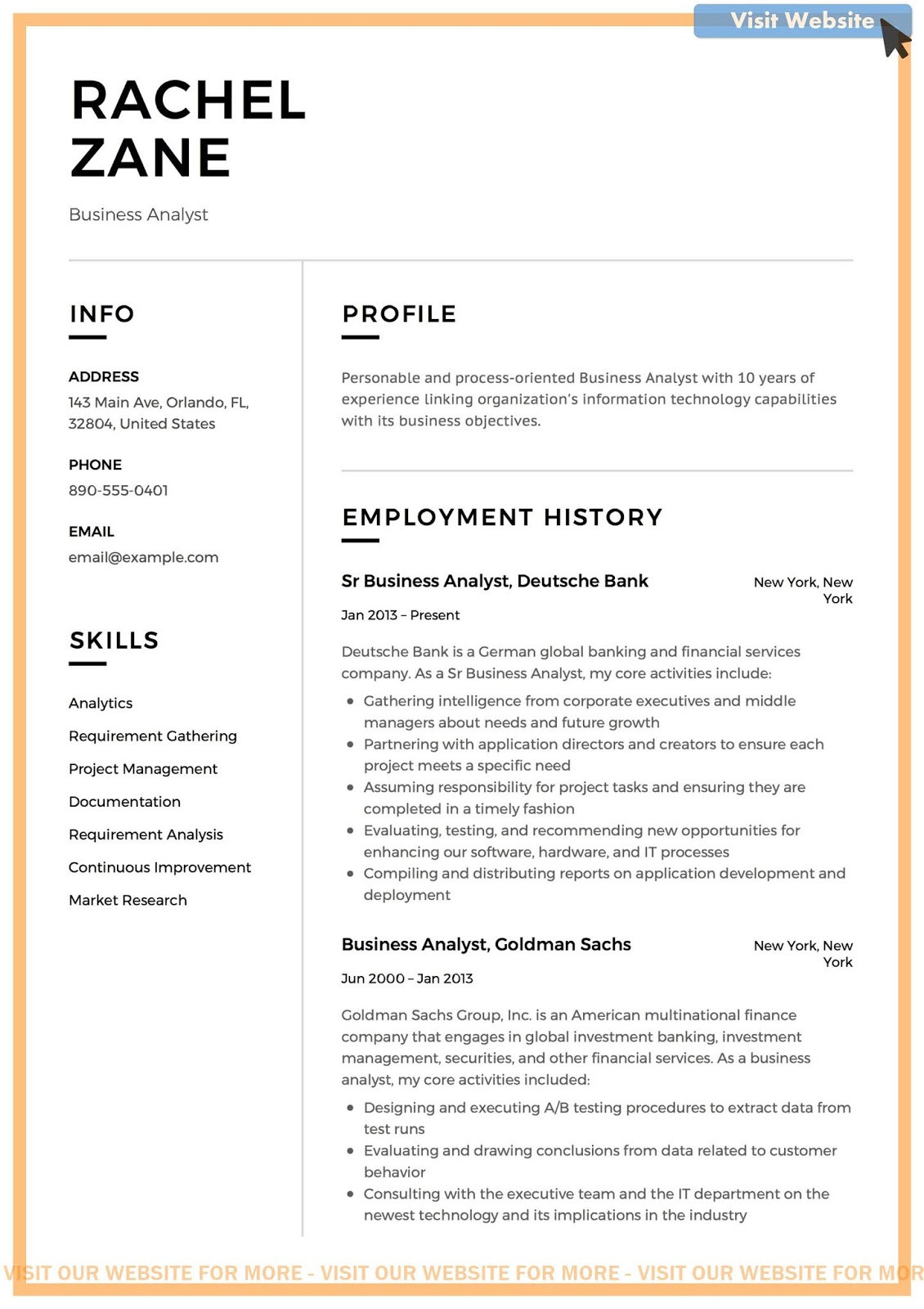 Investment Banking Business Analyst Sample Resume Business Development Resume Templates Free – Resume Template Free