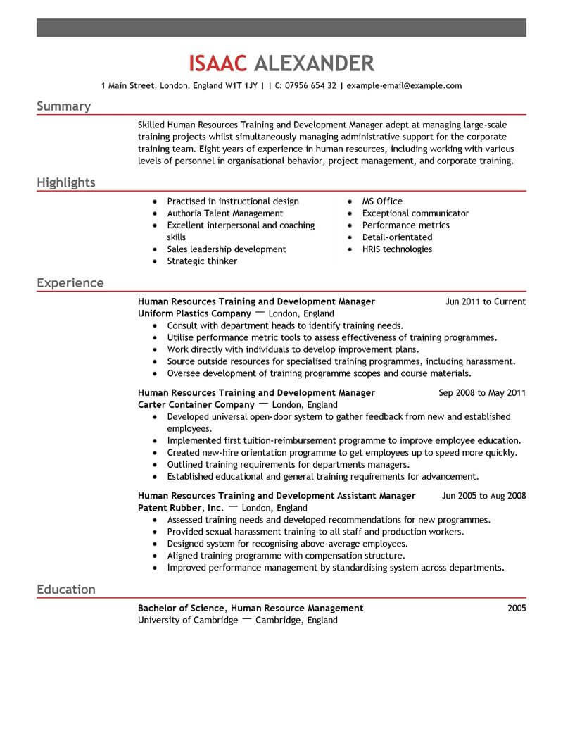On the Job Training Resume Sample Best Training and Development Resume Example From