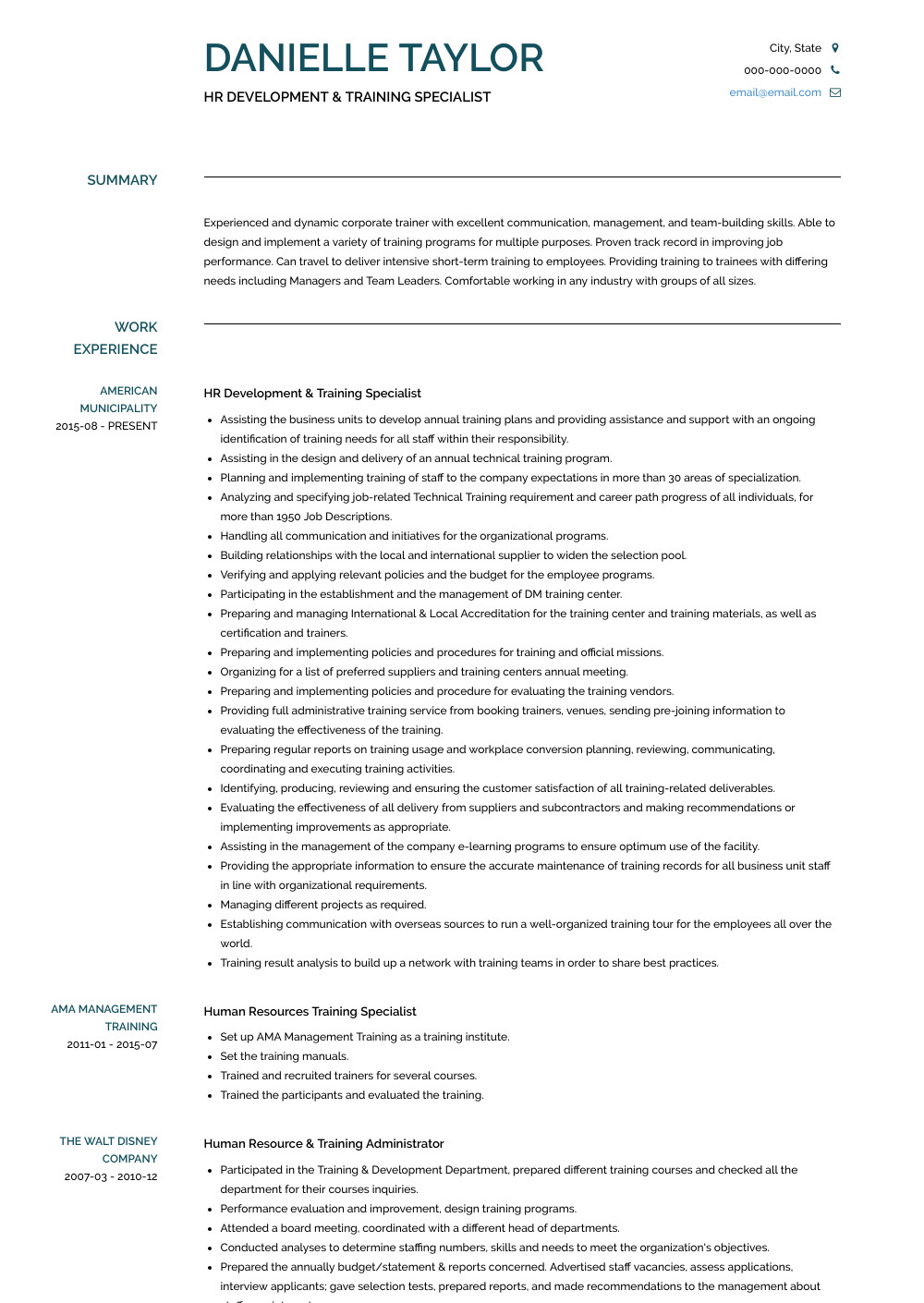 On the Job Training Resume Sample Training Specialist Resume Samples and Templates