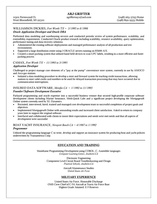 Oracle forms and Reports Sample Resume oracle Dba Resume Example