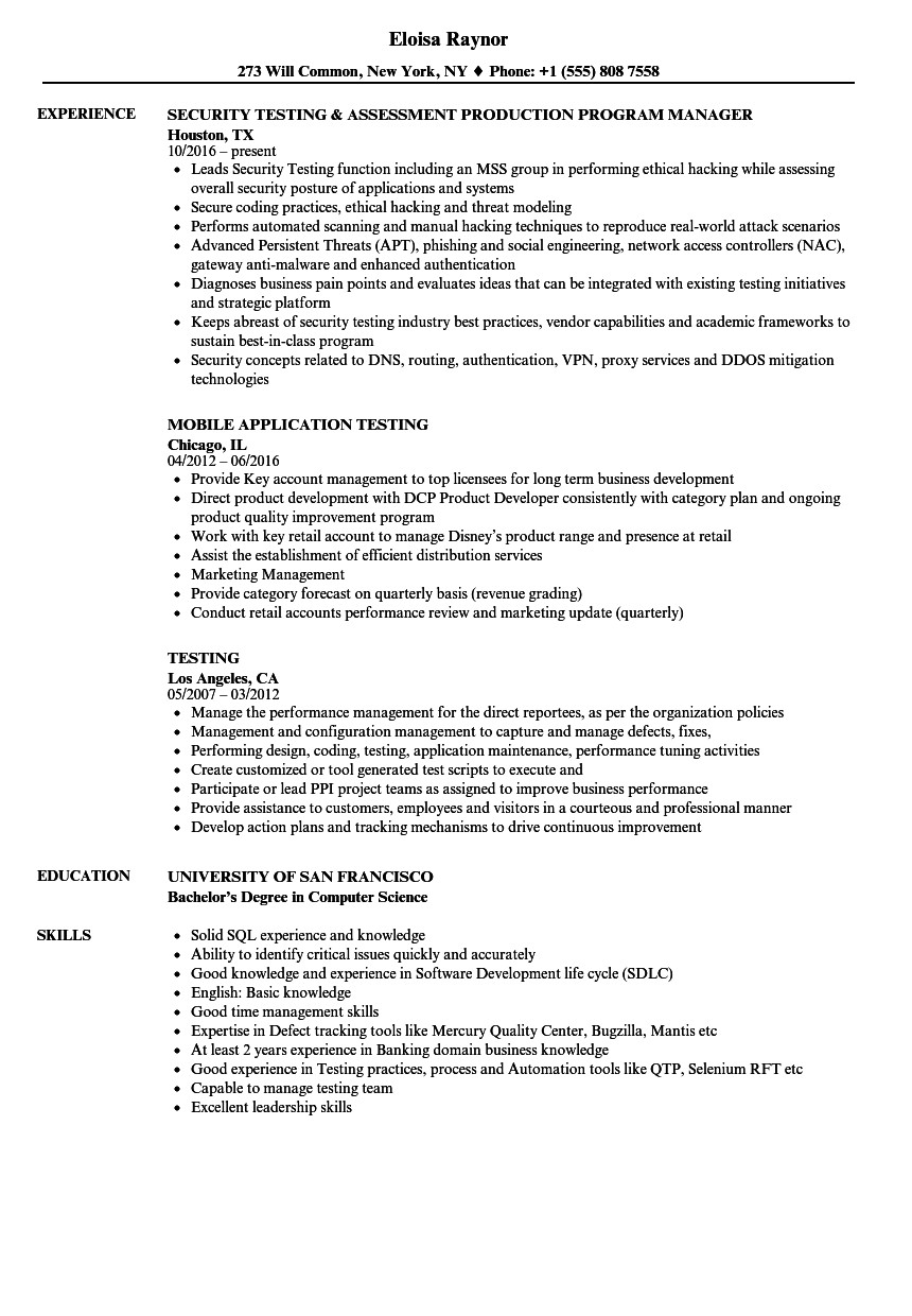 Qa Sample Resume with Banking Experience Sample Qa Tester Resume for Banking Domain Best Resume