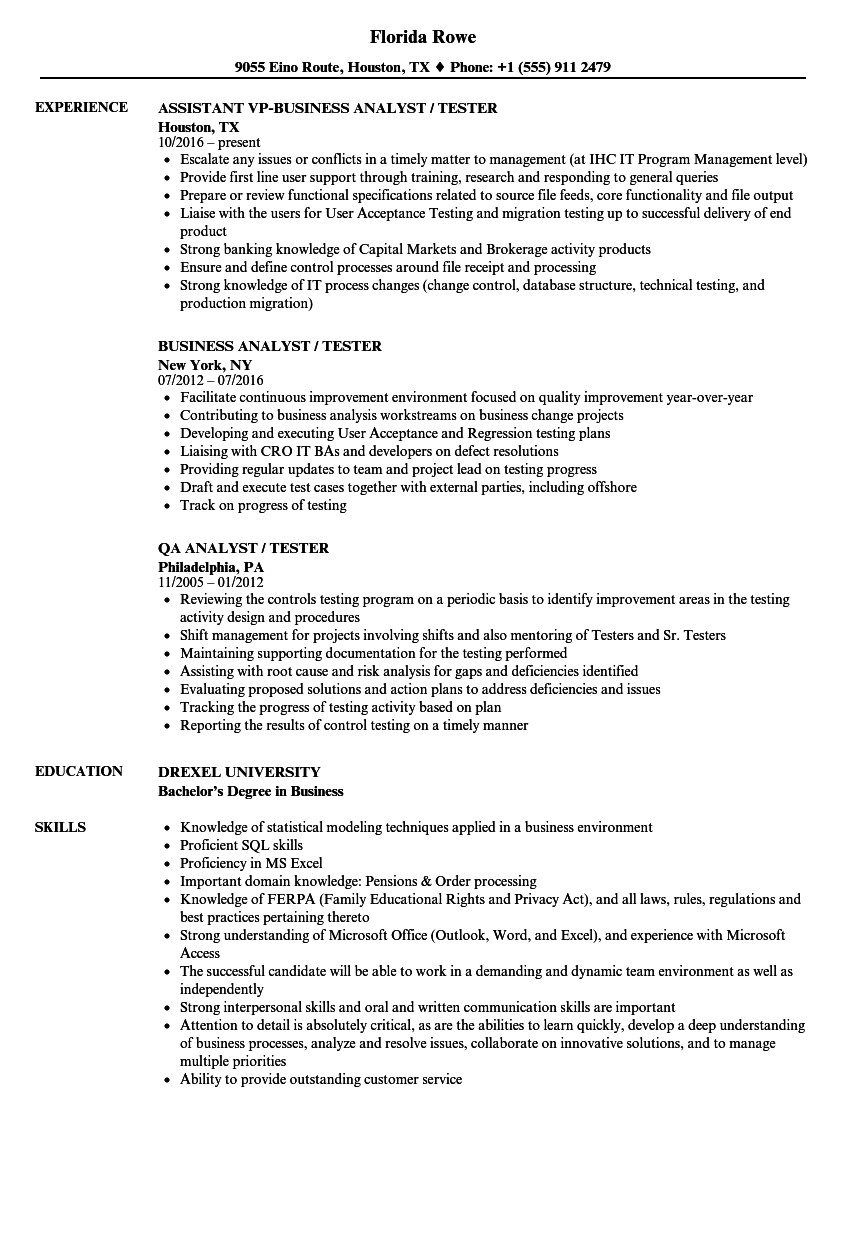 Qa Sample Resume with Banking Experience Sample Qa Tester Resume for Banking Domain Best Resume