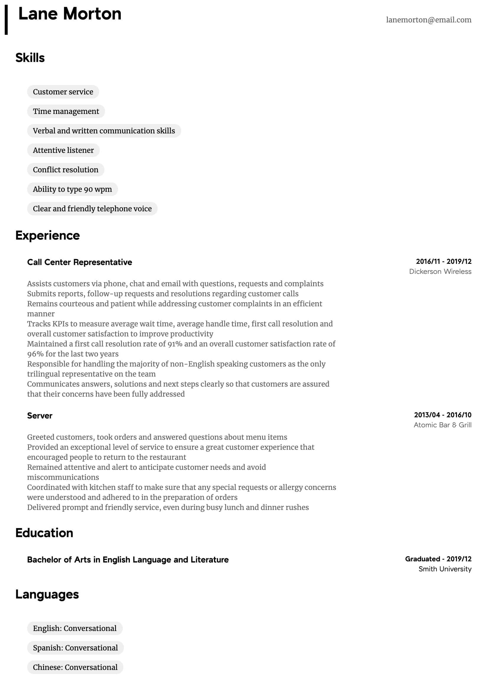 Resume Sample Customer Service Call Center Call Center Representative Resume Samples All Experience Levels … Resume Sample Customer Service Call Center Call Center Representative Resume Samples All Experience Levels …