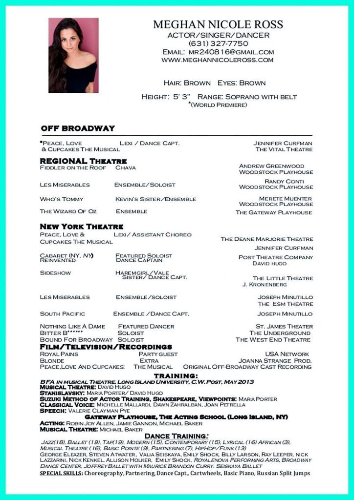 Sample Dance Resume for College Application Dancer Resume Examples