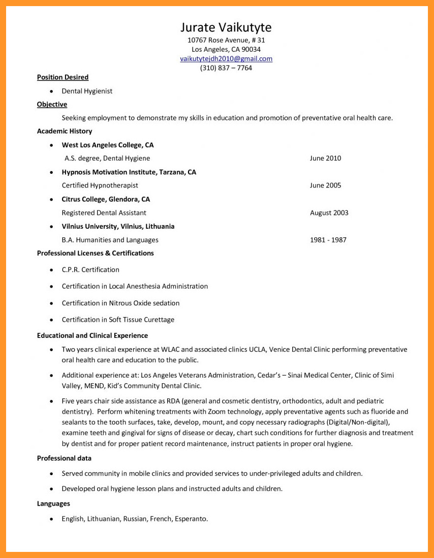 Sample Dental Hygiene Resume for A Recent Graduate 9 10 Registered Dental Hygienist Resume Sample Sample Dental Hygiene Resume for A Recent Graduate 9 10 Registered Dental Hygienist Resume Sample