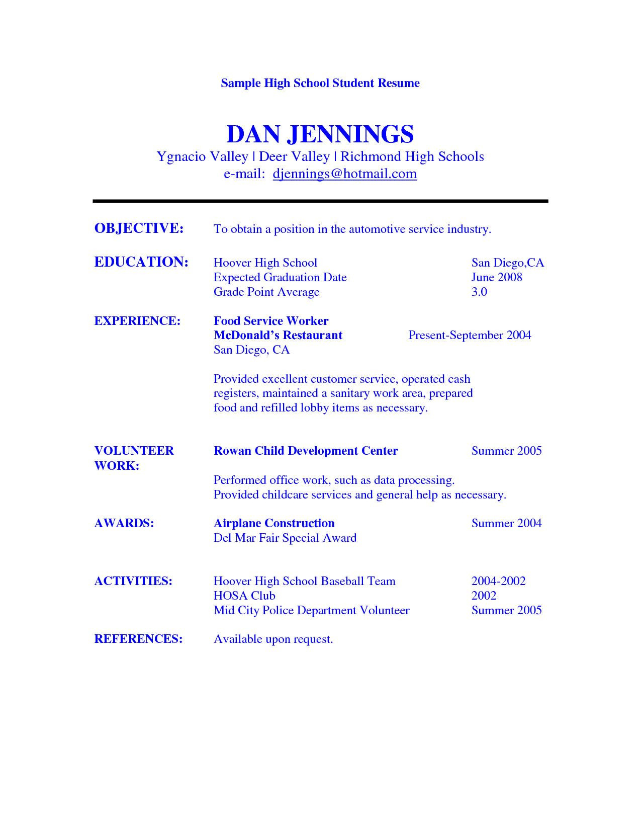 Sample Objective for Resume for High School Student 11 Amazing High School Student Resume Objective Picture …