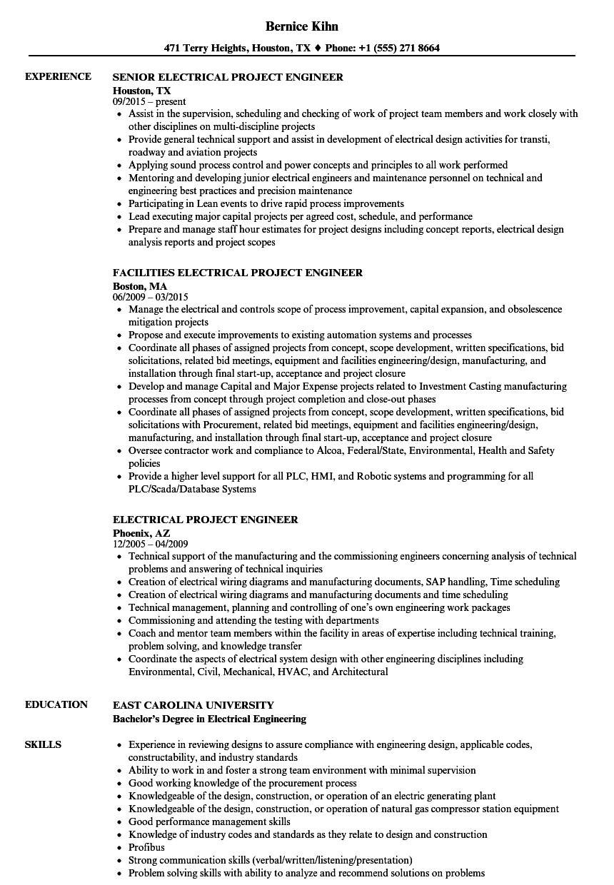 Sample Objective In Resume for Electrical Engineer Sample Resume for Electrical Enginer Pdf