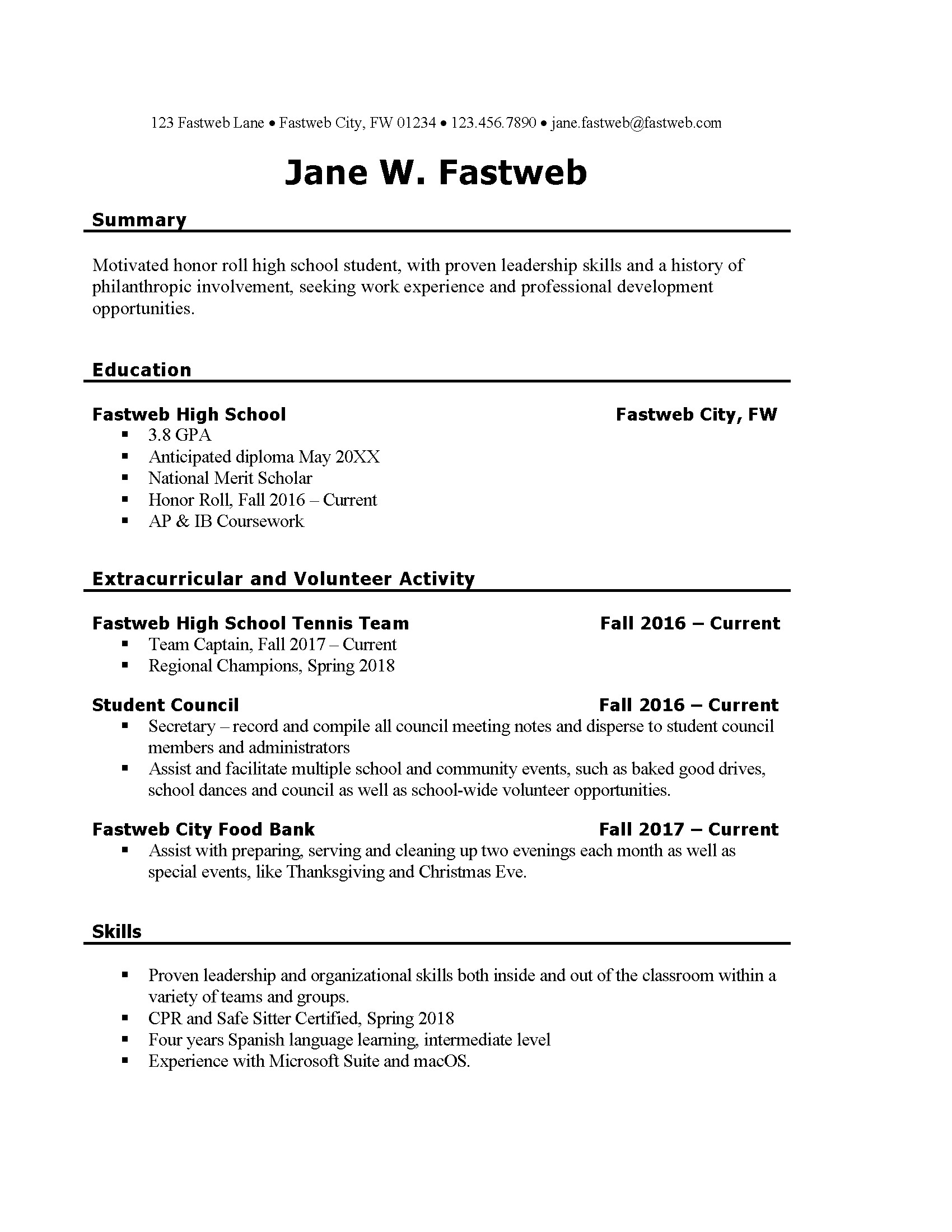 Sample Resume for A First Time Job First Part Time Job Resume Sample