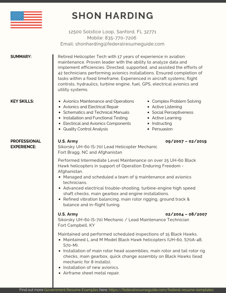 Sample Resume for A Military to Civilian Transition Military to Civilian Resume Examples Template [pdf