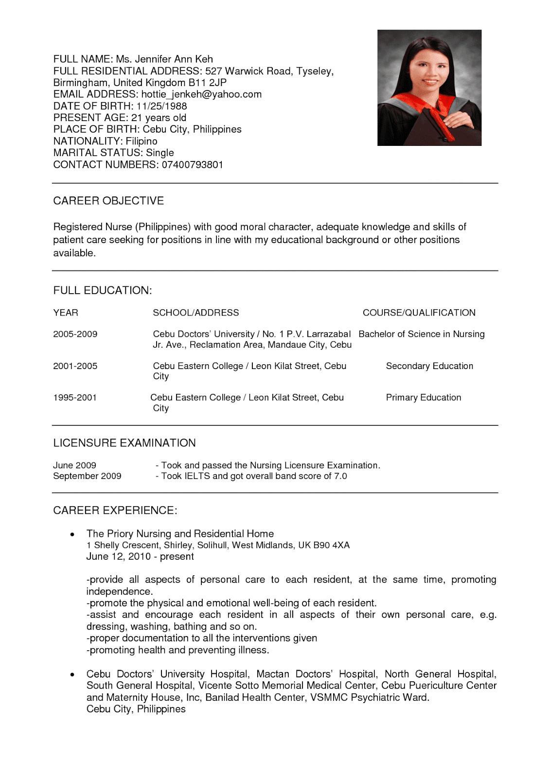 Sample Resume for A Nurse Position Resume Nurses Sample