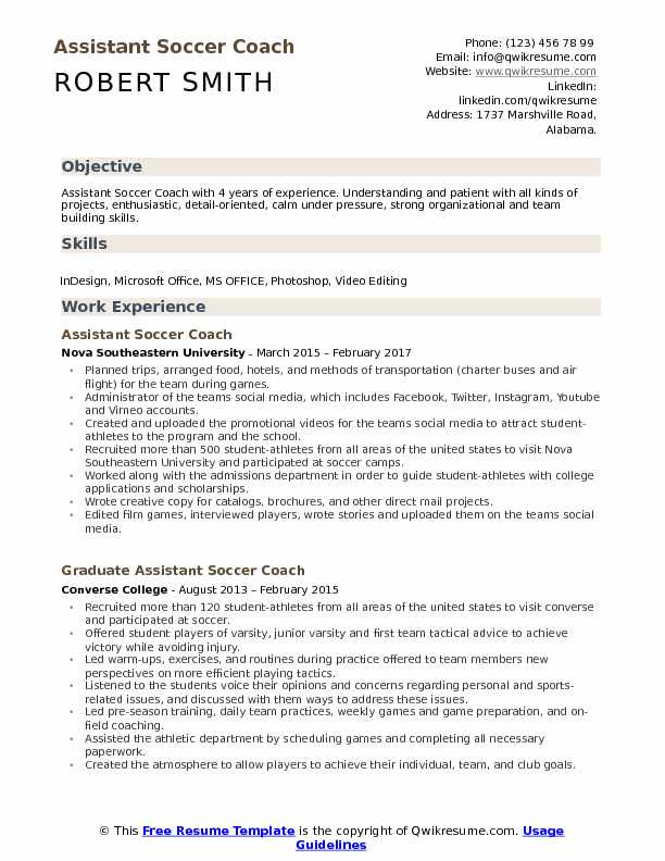 Sample Resume for A soccer Coach assistant soccer Coach Resume Samples