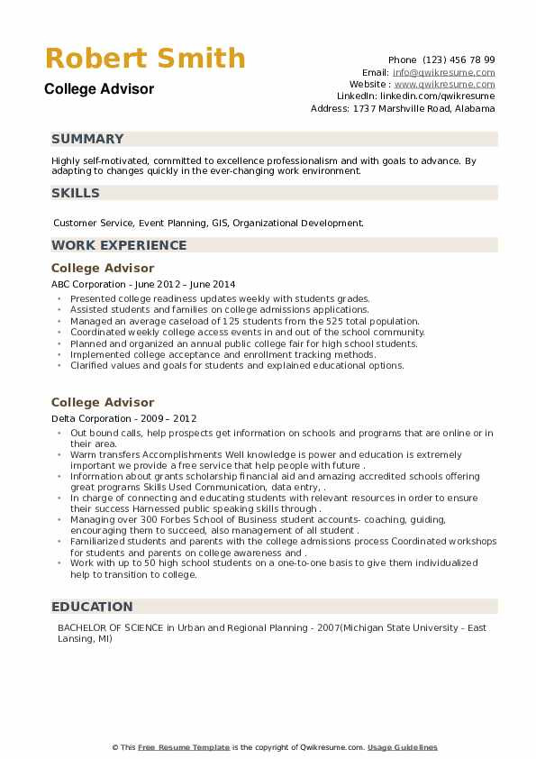 Sample Resume for Academic Advisor Position College Advisor Resume Samples Sample Resume for Academic Advisor Position College Advisor Resume Samples