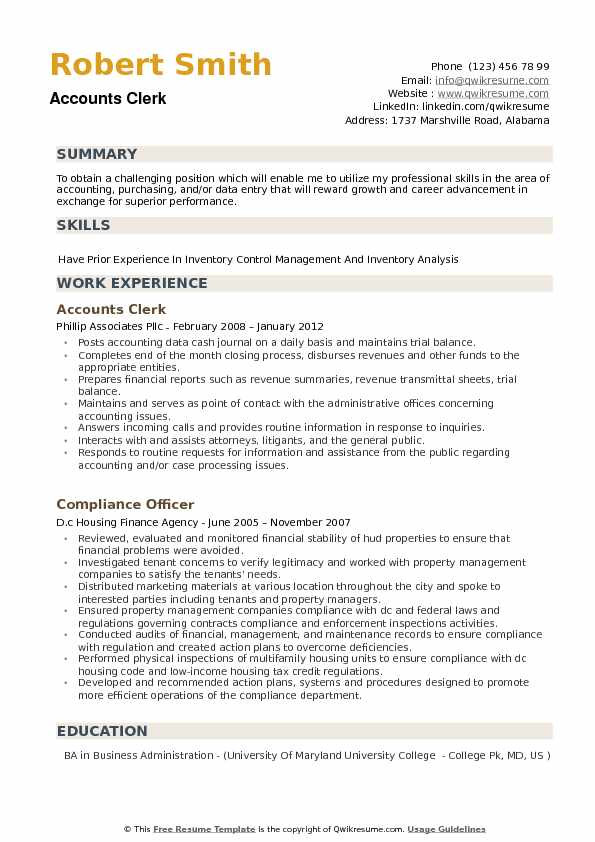 Sample Resume for Accounting Clerk with Experience Accounting Clerk Resume