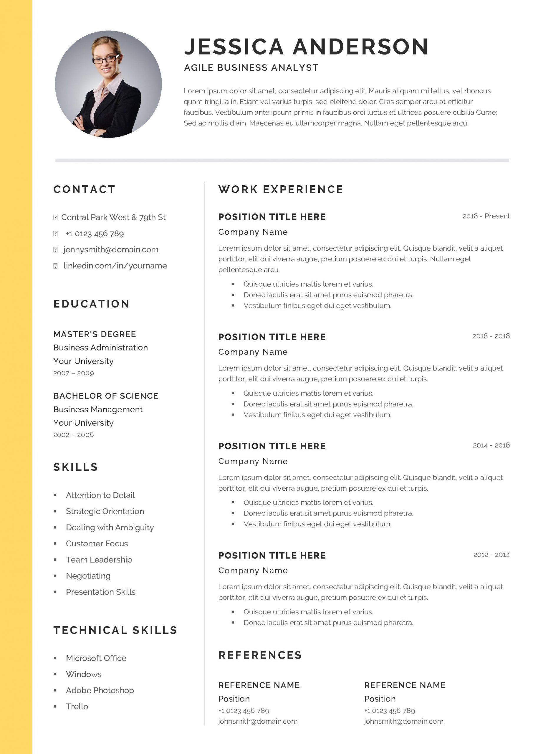Sample Resume for Business Analyst Position Free Agile Business Analyst Cv Resume Template Business Analyst …