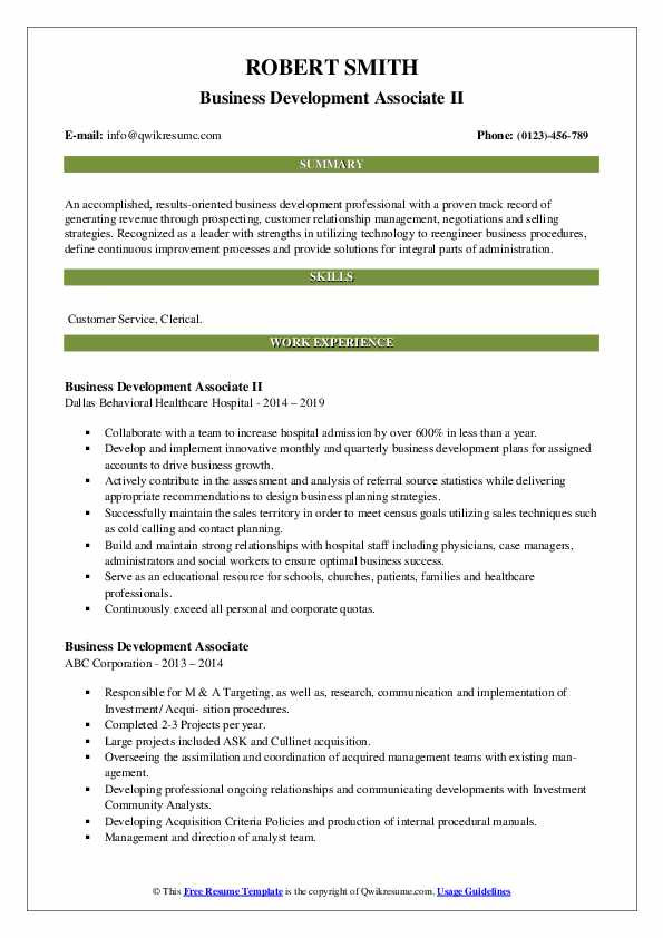 Sample Resume for Business Development associate Fresher Business Development associate Resume Samples
