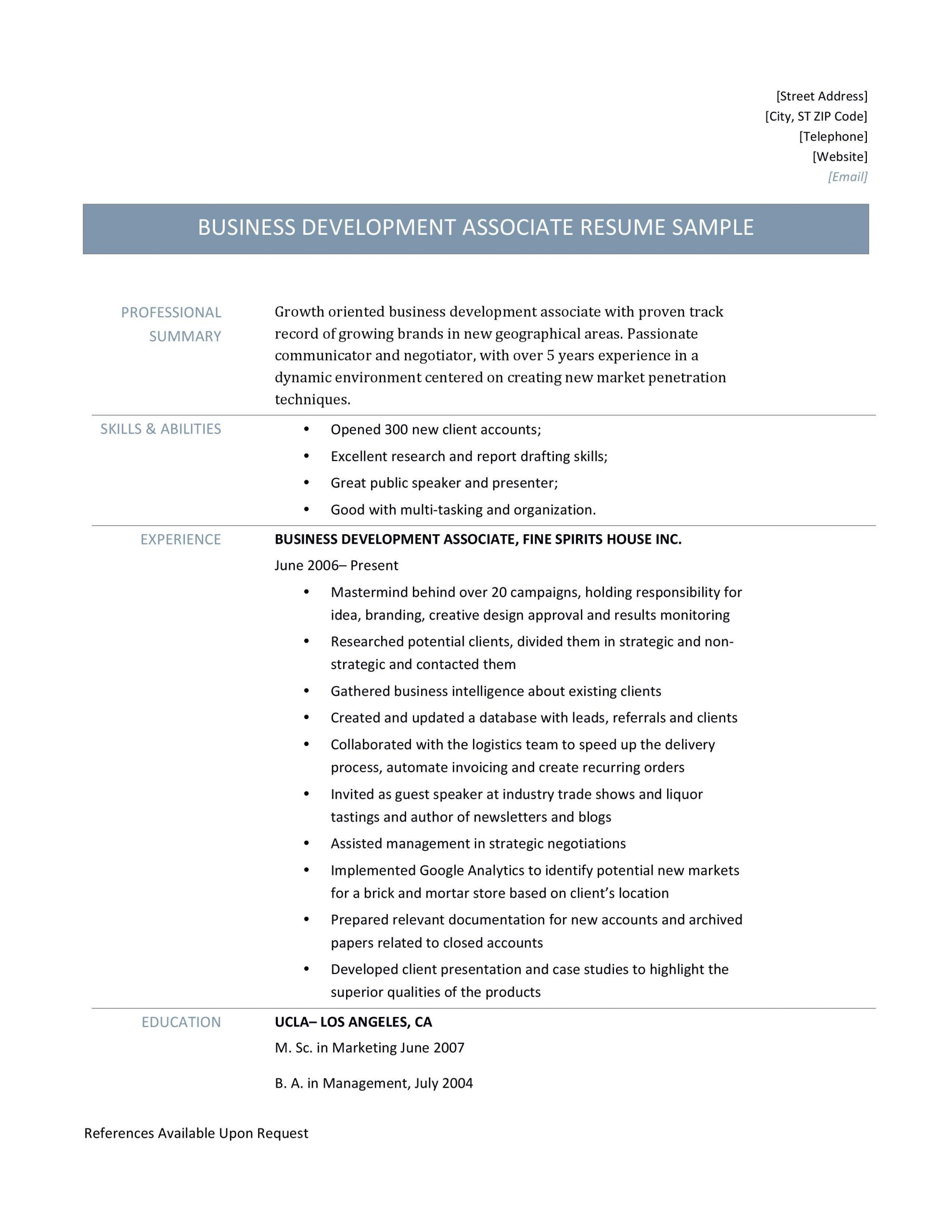 Sample Resume for Business Development associate Fresher Business Development associate Resume Template and Job Sample Resume for Business Development associate Fresher Business Development associate Resume Template and Job