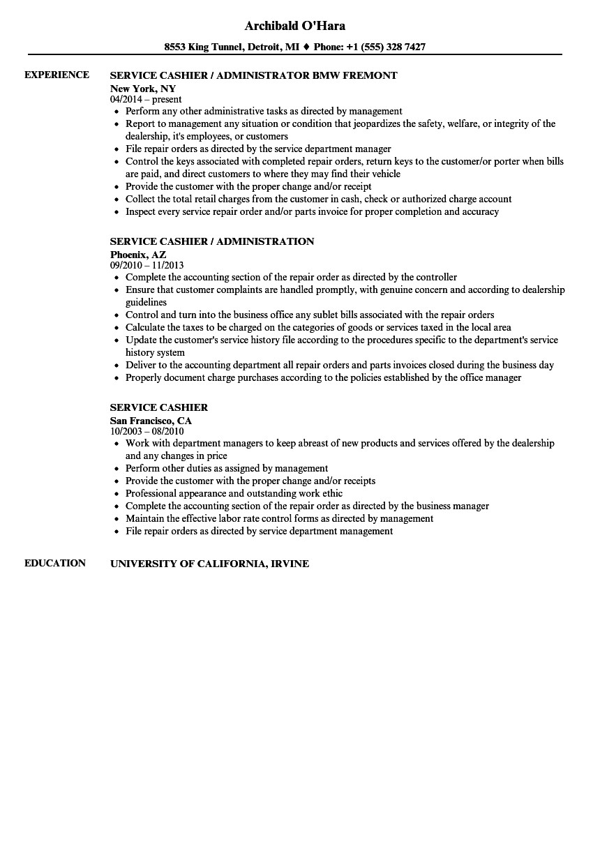 Sample Resume for Cashier and Customer Service Cashier Customer Service Resume