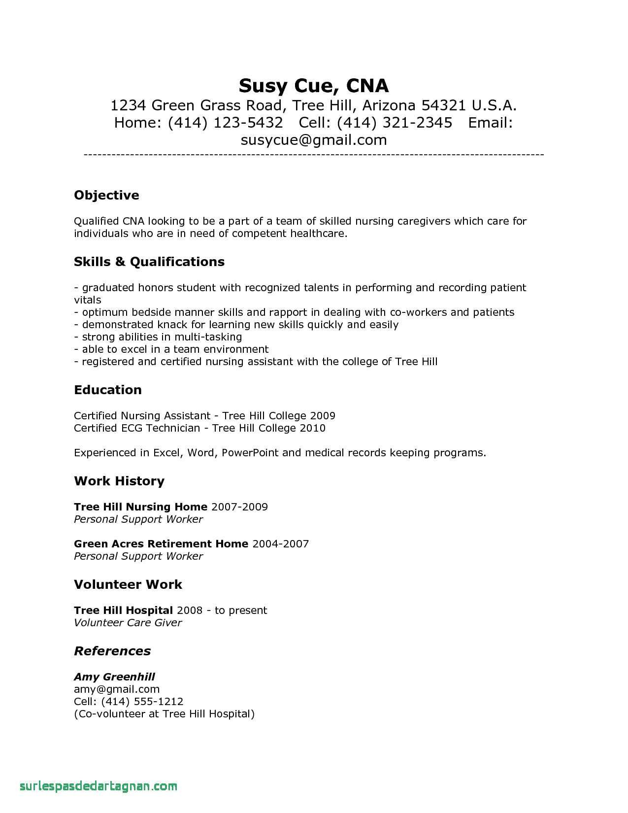 Sample Resume for Cna with No Previous Experience Pin On Resume Templates