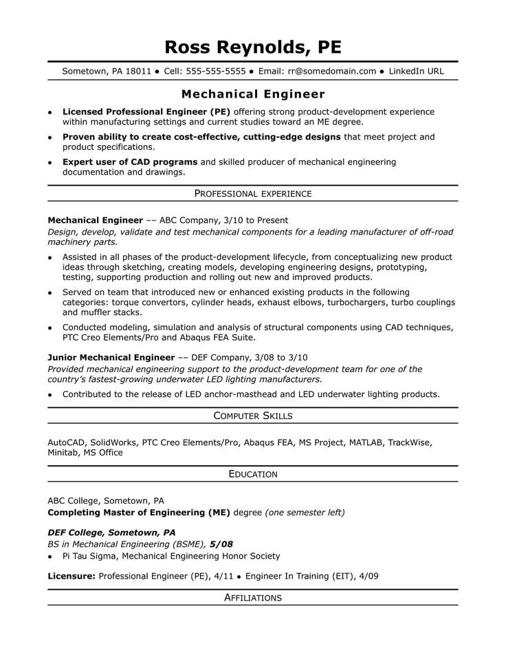 Sample Resume for Experienced Mechanical Engineer Free Download Mechanical Engineer Resume Sample New Sample Resume for A