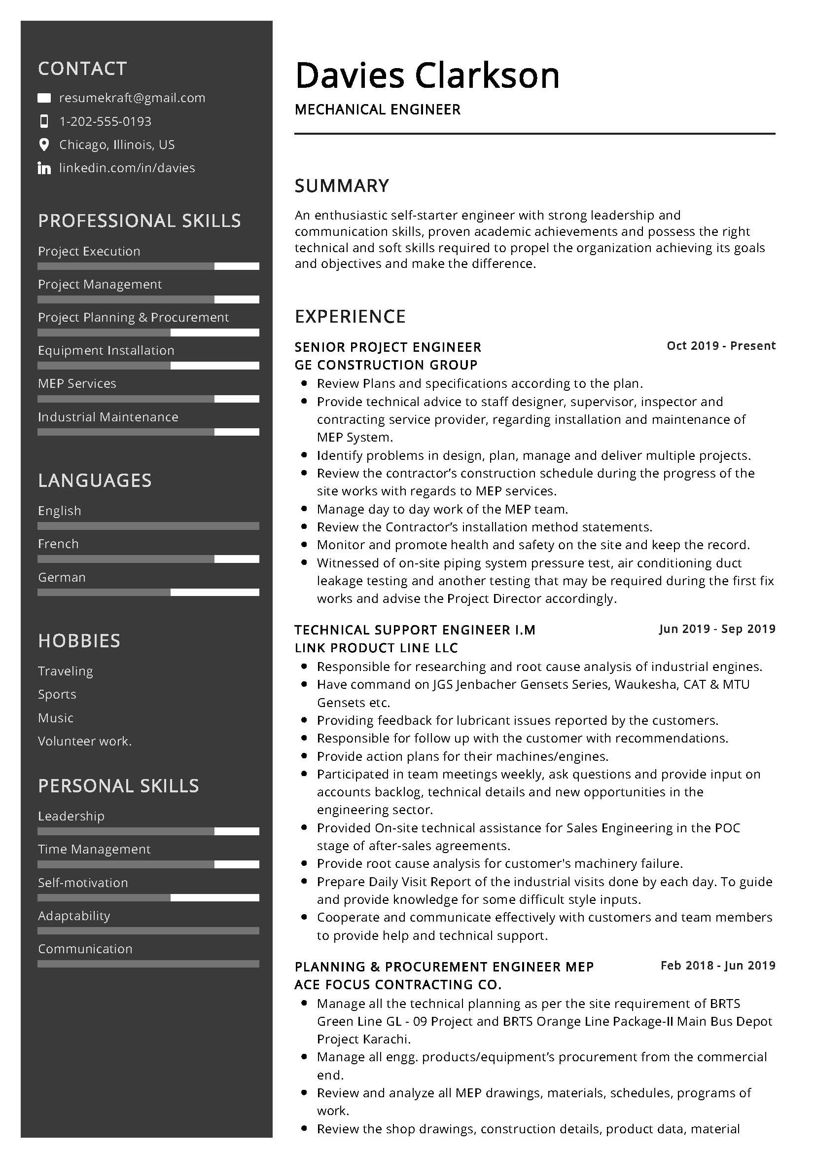 Sample Resume for Experienced Mechanical Engineer Free Download Mechanical Engineer Resume Sample & Writing Tips 2020