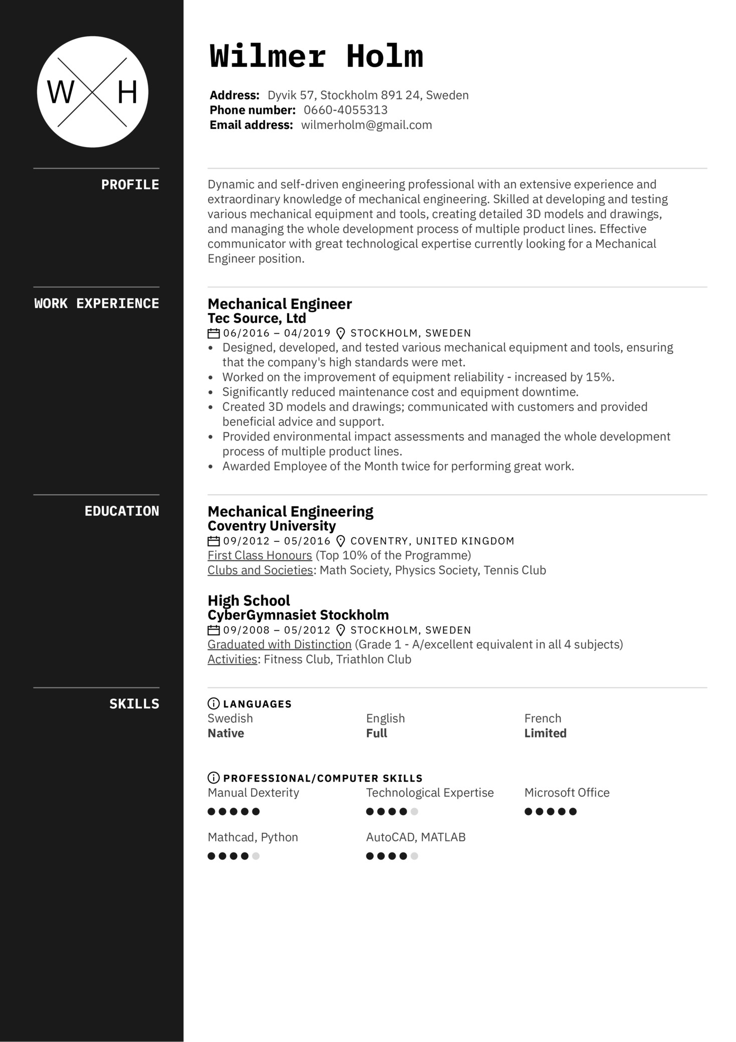 Sample Resume for Experienced Mechanical Engineer Mechanical Engineer Resume Sample