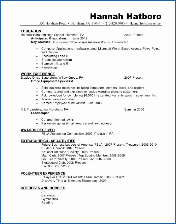 Sample Resume for National Honor society National Honor society Resume