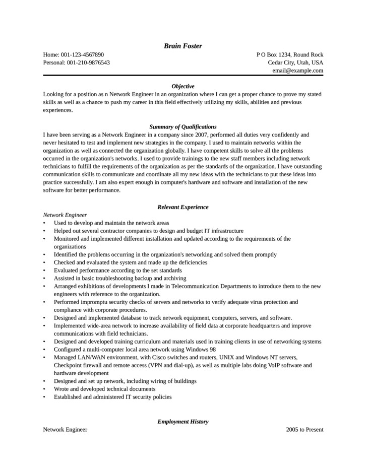 Sample Resume for Network Administrator Fresher Entry Level & Freshers Network Administrator Resume Template