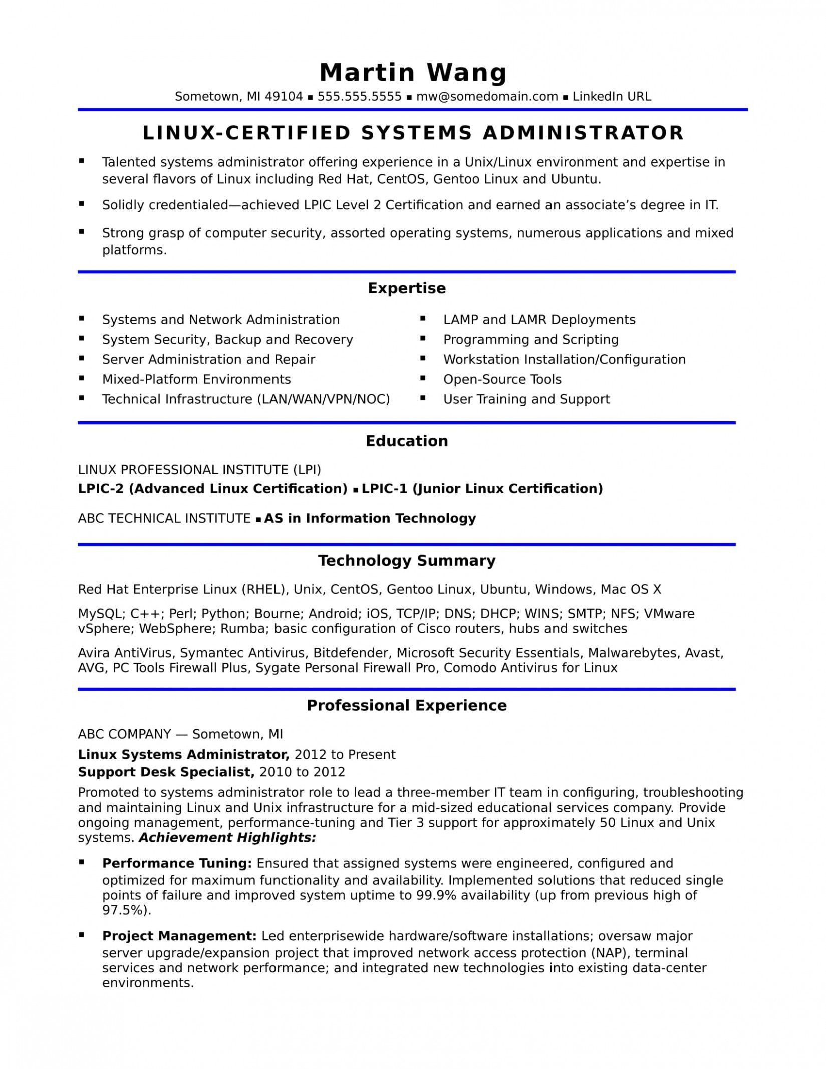 Sample Resume for Network Administrator Fresher Hardware and Networking Fresher Resume format Doc