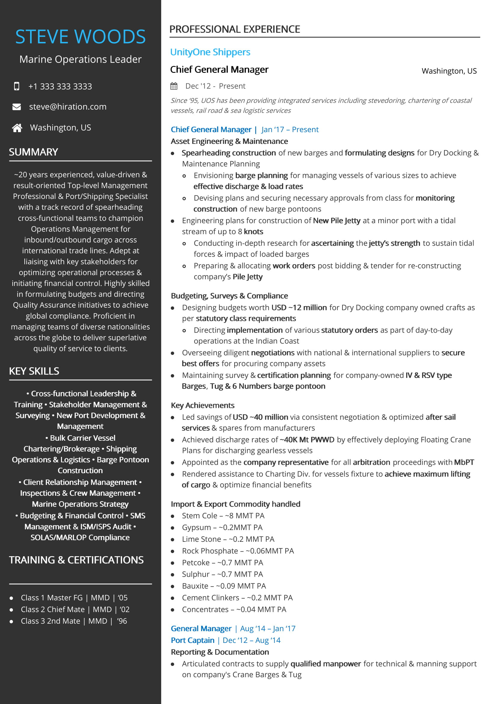 Sample Resume for Production Planning and Control Manager Operations Resume Examples & Resume Samples [2020]