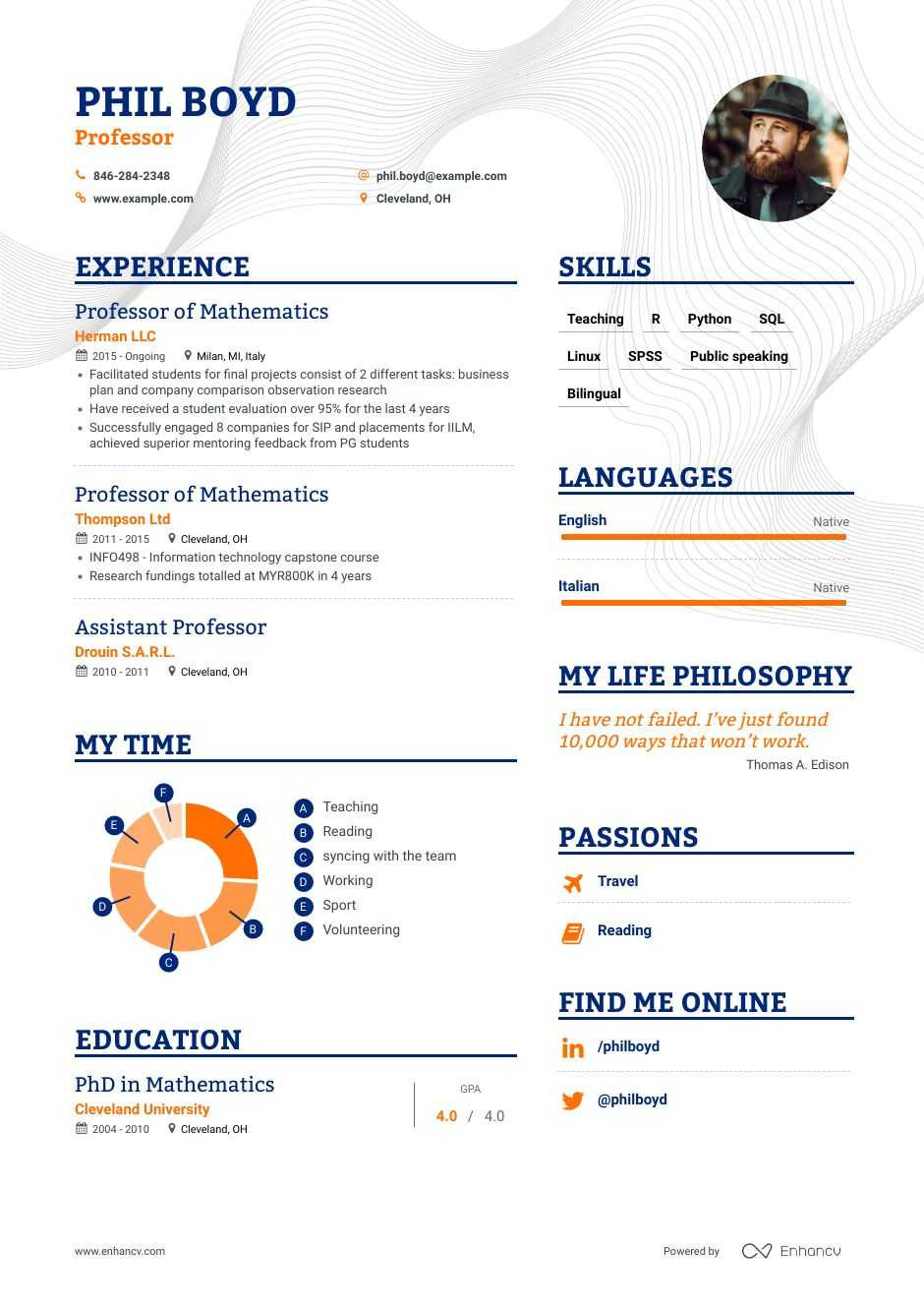 Sample Resume for Professors In Universities top Professor Resume Examples & Samples for 2021 Enhancv.com