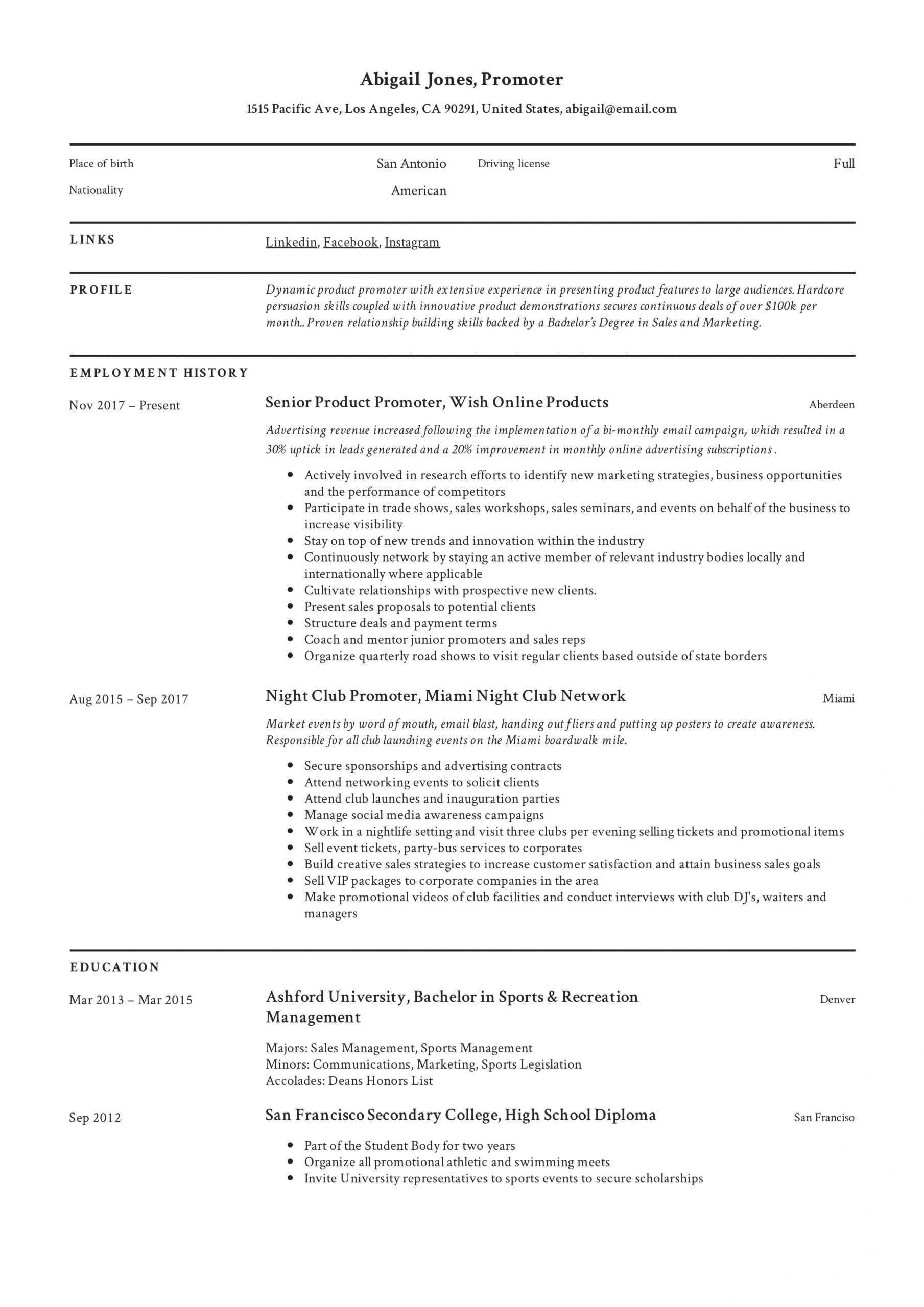 Sample Resume for Promotion within Same Company Promoter Resume Example & Writing Guide 12 Samples Pdf 2020