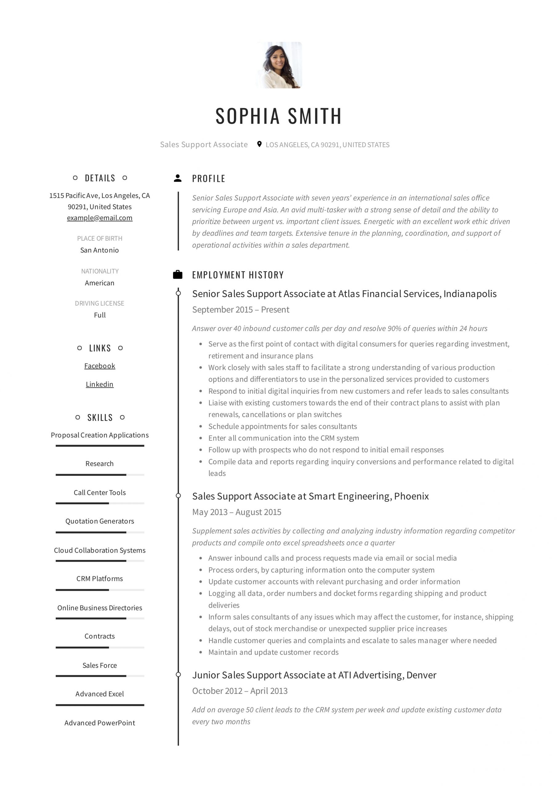 Sample Resume for Sales and Customer Service Sales Support associate Resume & Guide  12 Resume Examples 2020