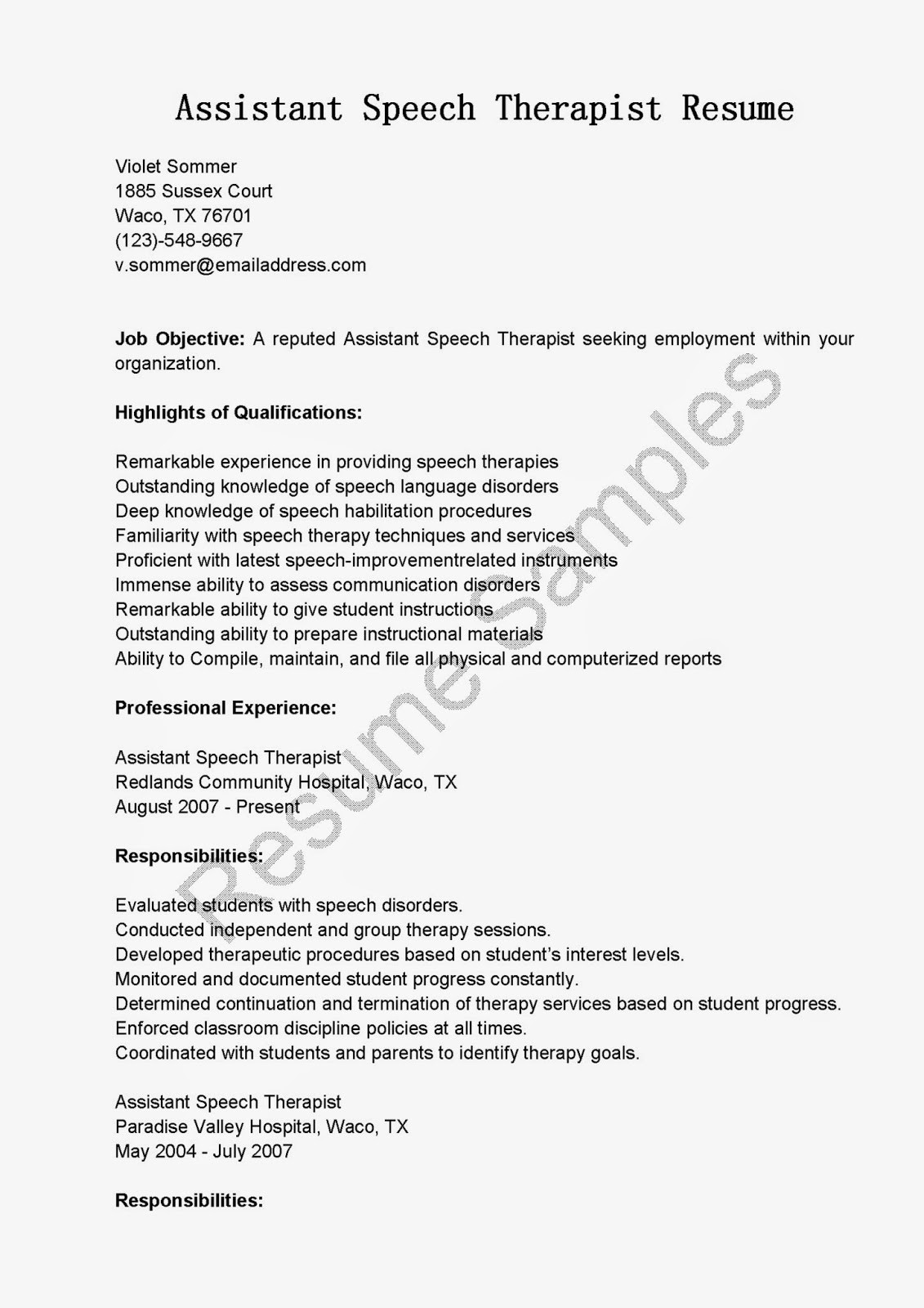Sample Resume for Speech Language Pathologist assistant Speech therapy assistant Resume Example for September 2021 – Mapa Hd