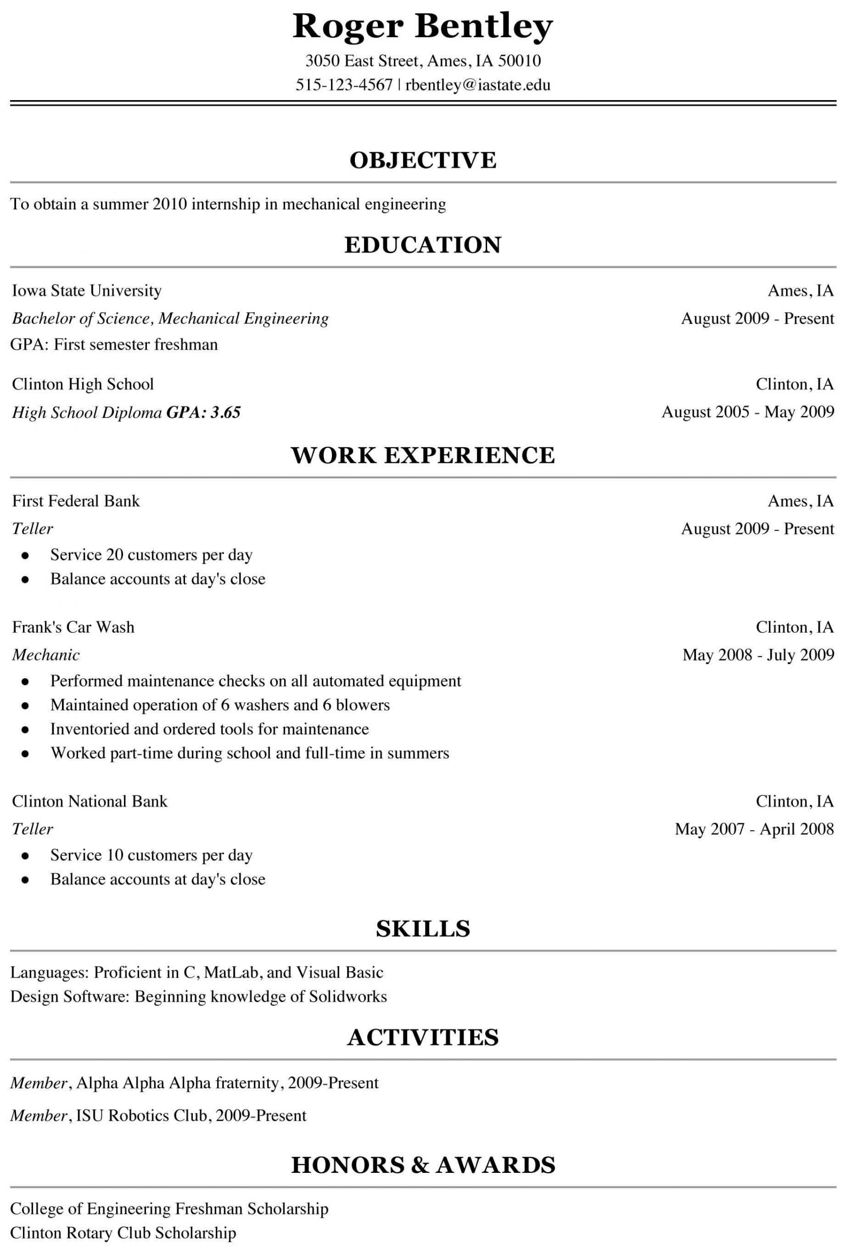 Sample Resume for Undergraduate College Student with No Experience Resume with No Work Experience College Student Pdf