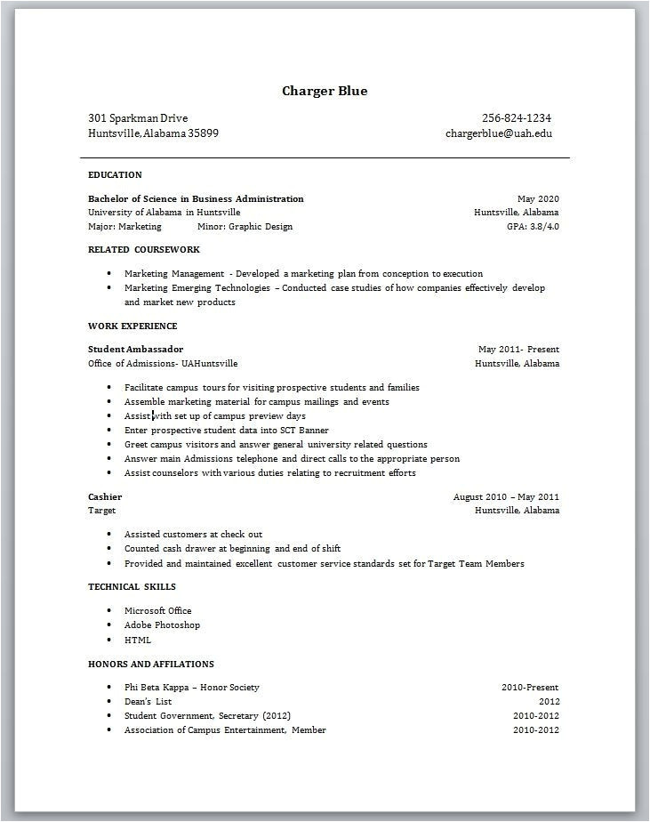 Sample Resume for Undergraduate College Student with No Experience Sample Resume for A College Student with No Experience