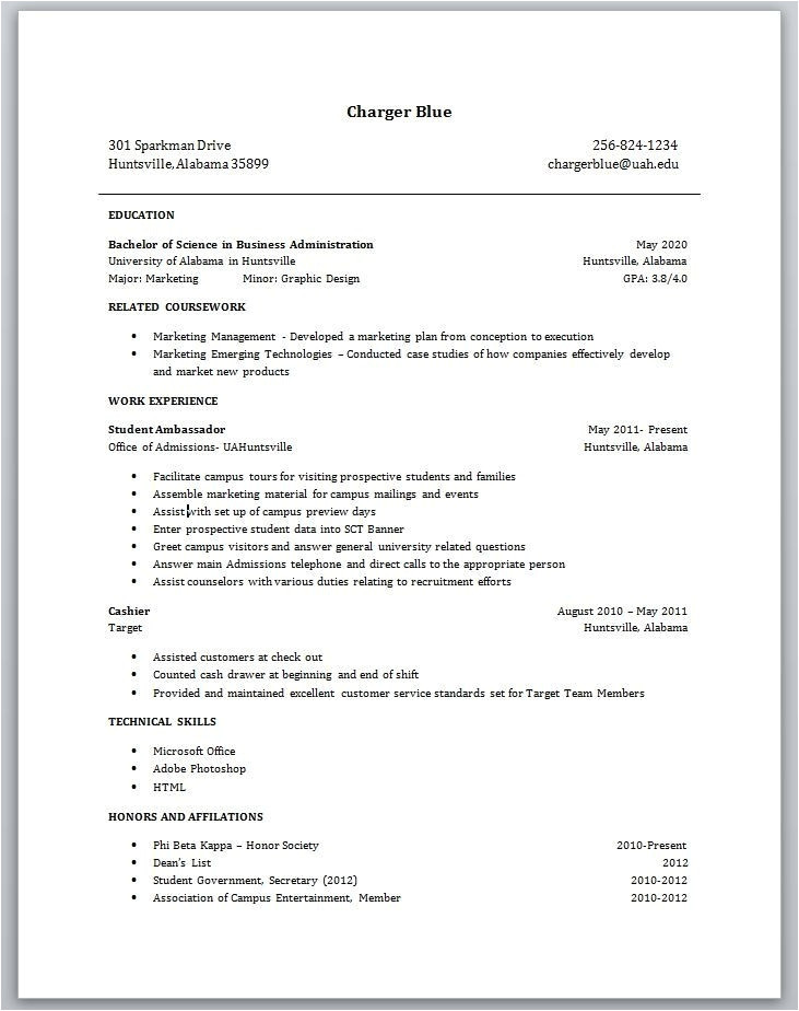 Sample Resume for Undergraduate Student with No Experience Sample Resume for A College Student with No Experience