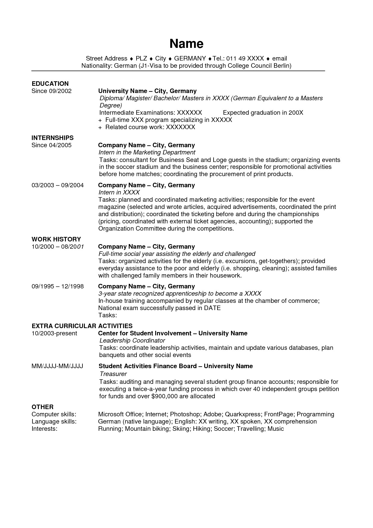 Sample Resume for Us Visa Application Good Us Visa Resume Template Addictips