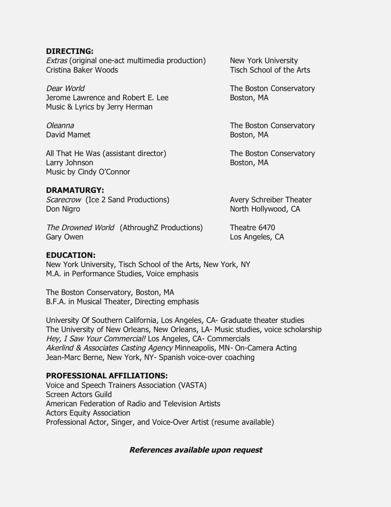 Sample Resume for Voice Over Artist why You Must Experience