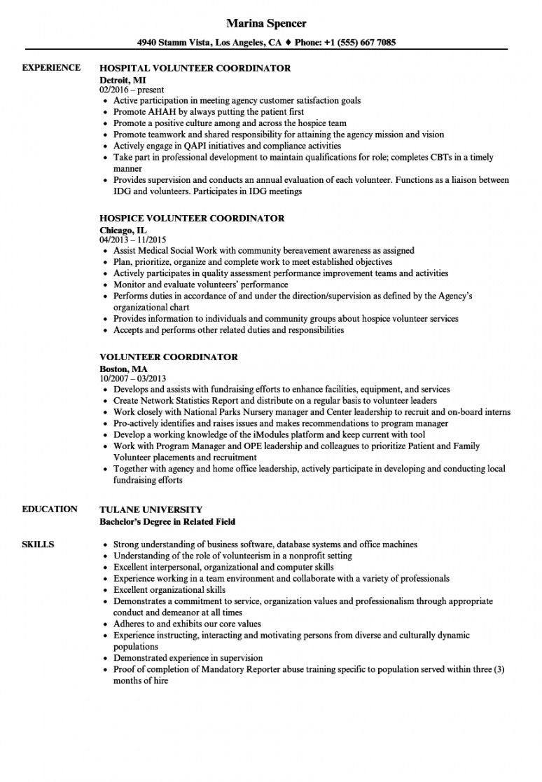 Sample Resume for Volunteer Board Position Free Volunteer Coordinator Resume Samples Velvet Jobs
